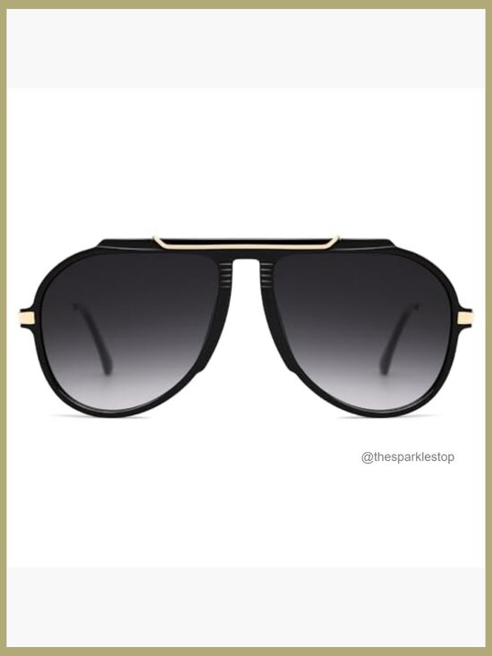 Retro Oversized Aviator Sunglasses UV400 Protection Plastic Frame main image 7